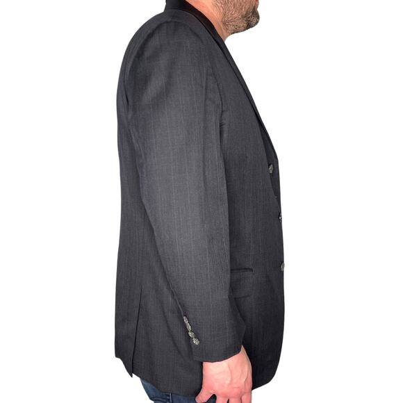 Joseph Abboud Mens 42R Gray 3 Button Blazer 100% WOOL Suit Jacket Sharkskin - Picture 3 of 11